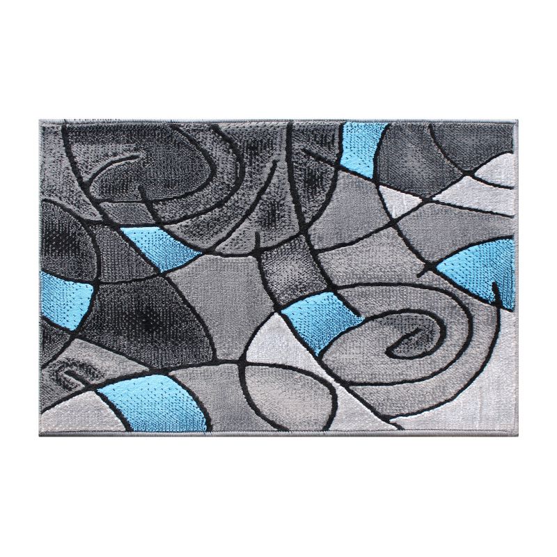 Emma and Oliver Contemporary Abstract Geometric Olefin Accent Rug in Gradient Shades with Natural Jute Backing, 1 of 7