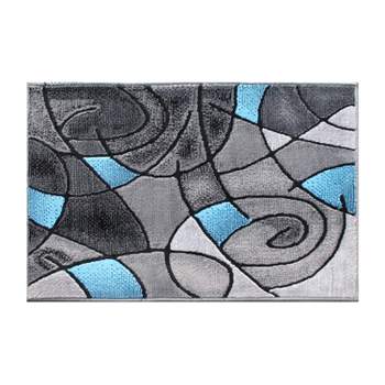 Emma and Oliver Contemporary Abstract Geometric Olefin Accent Rug in Gradient Shades with Natural Jute Backing