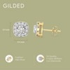 Gilded Lab-Grown Diamond Sterling Silver & 14KT Yellow Gold-Plated Silver Stud Earrings for Women, Cushion Halo Shaped, 1/4, 1/2, 1 Carat Total Weight - 4 of 4
