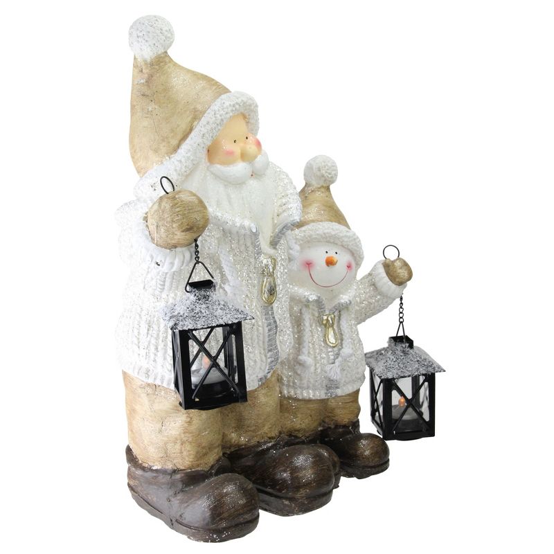 Northlight 18" Brown Santa and Snowman with Lanterns Christmas Figurine, 4 of 6