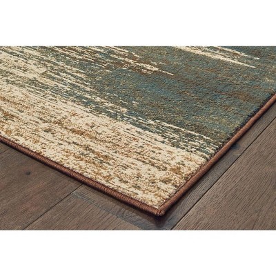 Laurel Blue and Brown Abstract Synthetic Area Rug 5'3" x 7'