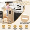 Angel Sar Adjustable Toddler Step Stool with Chalkboard, Natural Wood Kitchen Helper Tower with Safety Rail, 2-Level Learning Stool for Ages 3+ - 4 of 4
