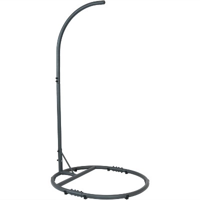 Sunnydaze Durable Indoor/Outdoor Powder-Coated Steel Egg Chair Stand with Extra-Wide Round Base - 76" H - Black