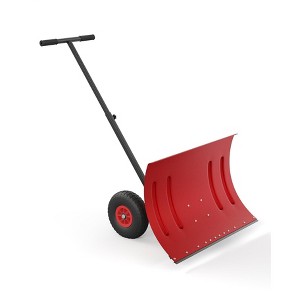 30-Inch Wheeled Snow Shovel with Adjustable Handle & Blade, Ergonomic Pusher for Driveway and Yard - 1 of 4