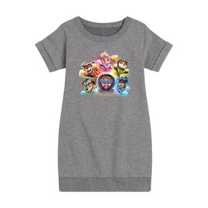 - Paw Patrol - Mighty Movie Character Group Graphic Short Sleeve Fleece Dress - 1 of 4