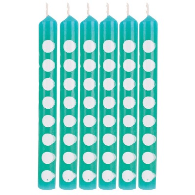  12ct Polka Dot Candles Teal 