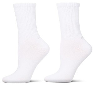 Memoi Women's 2 Pair Pack Thin Ribbed Crew Socks White-White 8-9 - 1 of 4