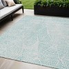 Aqua And Ivory Geometric Washable Indoor Outdoor Area Rug - 2 of 4