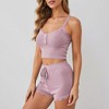 Anna-Kaci Lounge Women's Ribbed Lace Trim Pajama Set with Button Front and Drawstring Shorts - 4 of 4