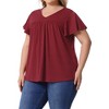 Agnes Orinda Women's Plus Size V Neck Ruffle Short Sleeve Boho Floral Casual T-Shirt - 2 of 4