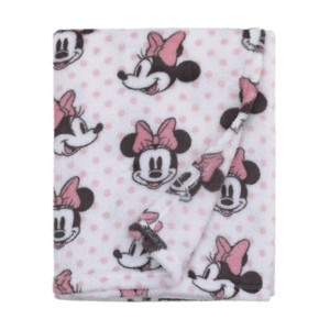 NoJo Disney Minnie Mouse - Pink, White and Black Super Soft Plush Baby Blanket - 1 of 3