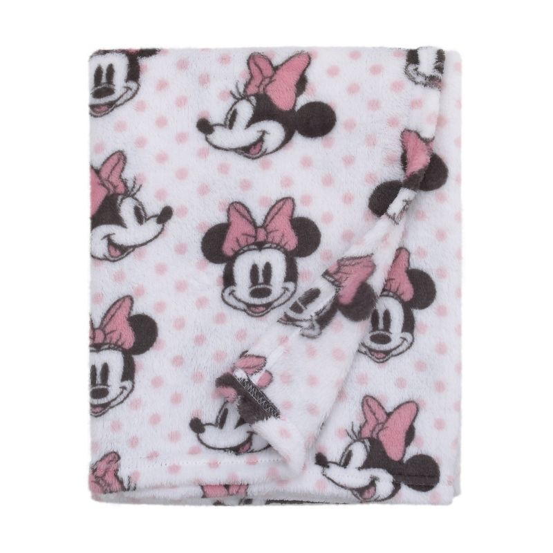 Disney Minnie Mouse - Pink, White and Black Super Soft Plush Baby Blanket, 1 of 4
