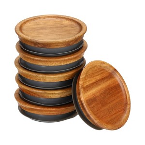 Unique Bargains Wooden Wide Mouth Mason Jar Lids with Airtight Silicone Rings 6 Pcs 72mm - 1 of 4