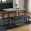 Dining Table Set for 4, Small Kitchen Table Set with 2 Upholstered Bench, Farmhouse Set, Space Saving Dining Table for Apartment, Rustic Brown - 2 of 4