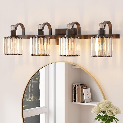 Whizmax Crystal Black Bathroom Vanity Light Modern Bathroom Vanity Light Fixtures Over Mirror Bath Wall Lighting，E26 Base