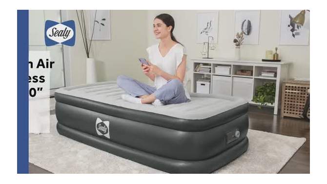 Sealy Tritech Inflatable Indoor or Outdoor Air Mattress Bed 20" Airbed with Built-In AC Pump, Storage Bag, and Repair Patch, 2 of 8, play video