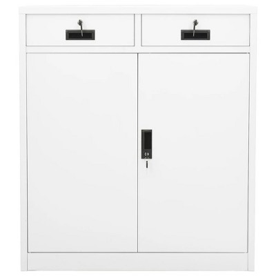 vidaXL Filing Cabinet Storage Metal Cabinet with Shelves for Home Office Steel - White Without planter box