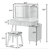 Modern Vanity Desk with LED Lighted Mirror,Space-Saving Makeup Table with 4 Drawers & Stool for Bedroom–The Pop Home - 4 of 4