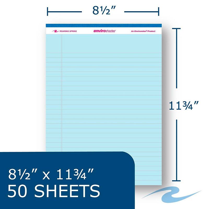 Enviroshades Legal Pads, 8-1/2 x 11 Inches, Blue, 50 Sheets, Pack of 12, 2 of 4
