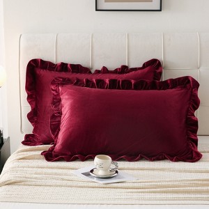 Velvet Ruffle Pillowcases – Luxurious Soft Velvet Pillow Covers with Elegant Fringe, Pocket Closure, Queen/King/Body Options - 1 of 4