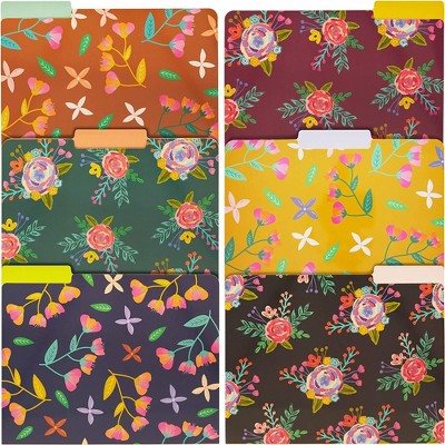 Paper Junkie Decorative File Folders with 1/3 Cut Tabs, 6 Vintage Floral Designs (9.5 x 11.5 In, 12 Pack)