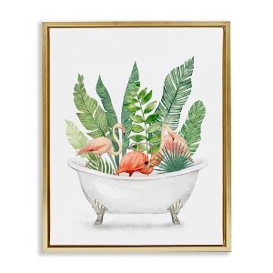 Stupell Industries Tropical Flamingoes Bathtub Plants, 21" x 17" - 1 of 4
