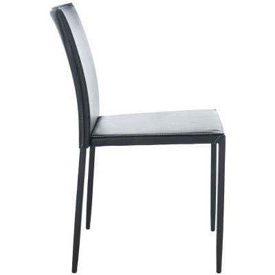 Cason Black Faux Leather Dining Side Chair Set with Steel Legs