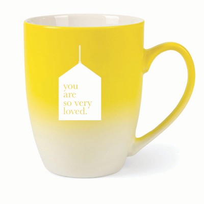 Elanze Designs You Are So Very Loved. Two Toned Ombre Matte 10 ounce New Bone China Coffee Tea Cup Mug, Yellow and White