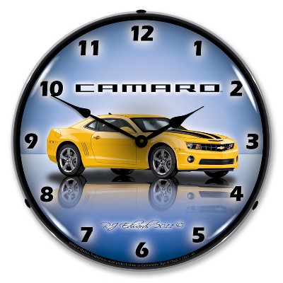 Collectable Sign & Clock | Camaro G5 Rally Yellow LED Wall Clock Retro/Vintage, Lighted