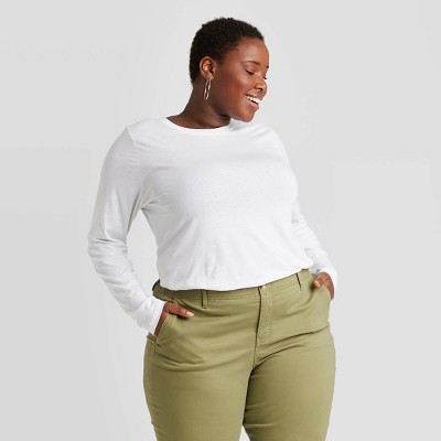 plus size white long sleeve shirt