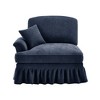 Vynxaria Modern Chenille Sofa Blue, W/1 Pillow, Detachable Ruffle Skirts (2 Styles), Multi-Module, Curved Petal Armrests & Spindle Legs - 4 of 4