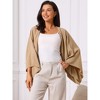 INSPIRE CHIC Women's Summer 3/4 Sleeve Open Front Linen Cardigan - 2 of 4