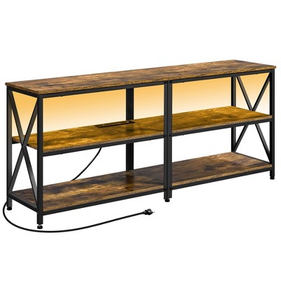 Yaheetech Industrial 3 Layer Shelved TV Stand with Power Outlet for TVs up to 65 Inch