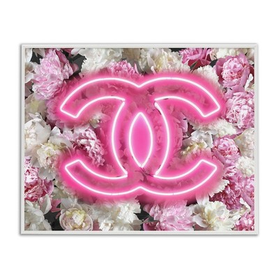 Stupell Industries Pink Neon Glam Flowers, 24" x 30"