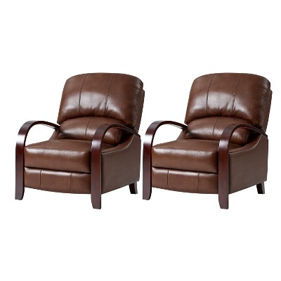 Set of 2 Alexandra Genuine Leather Manual Recliner | ARTFUL LIVING DESIGN