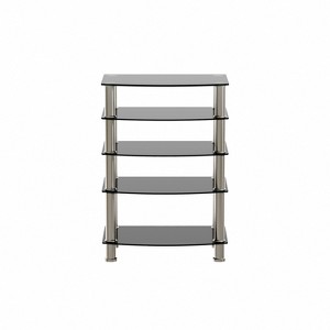 Racxily 5-Tier Tempered Glass Side Table, Stainless Steel Frame End Table for Living Room & Bedroom, Black - 1 of 4