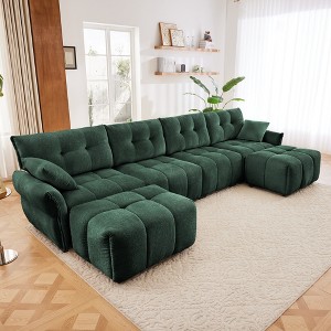 Oversized 141.7" Chenille Modular U-Shaped Sectional Sofa with High-Resilience Cushions and 2 Ottomans, 6-Piece Free combination Sofa - 1 of 4