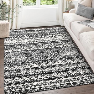 Washable Rug for Living Room Vintage Boho Bedroom Carpet with Non-Slip Backing, Geometric Floor Rug for Kitchen, Nursery, Office - 1 of 4