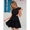 Women's Ruffle Cap Sleeve Crew Neck Layered Elastic Empire Waist Tie Back Solid Mini Dress - 4 of 4