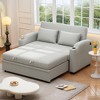 61.4" Pull Out Chenille Loveseat Sofa Bed with Adjustable Backrest, USB Ports, Cup Holders and Pillows - 2 of 4