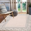 9*12 Living Room Washable Rug Area Rug Solid Bordered Farmhouse Indoor Carpet Soft Non-Slip Low Pile Floor Mat for Bedroom Nursery Beige - 2 of 4