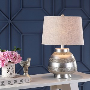 24" Ziggy Resin Table Lamp (Includes LED Light Bulb) Silver - JONATHAN Y: Modern Accent, No Assembly Required - 1 of 4