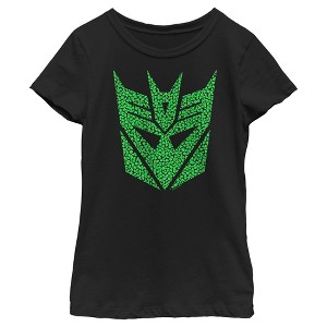 Girl's Transformers St. Patrick's Day Cloverfield Decepticon Logo T-Shirt - 1 of 4