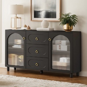Hommoo 59" Modern Sideboard Buffet with 2 Acrylic Doors and 3 Drawers - 1 of 4