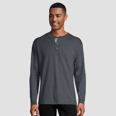 Men's Long Sleeve Textured Henley Shirt - Goodfellow & Co™ Dark Brown L