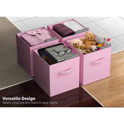 Pastel Pink 11 Inch Foldable Fabric Storage Cubes - Set of 6