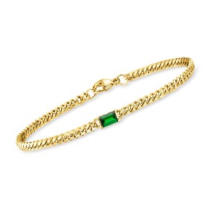 Pure Collection by Ross-Simons 0.20 Carat Lab-Grown Emerald Curb-Link Bracelet in 18kt Gold Vermeil - 1 of 3