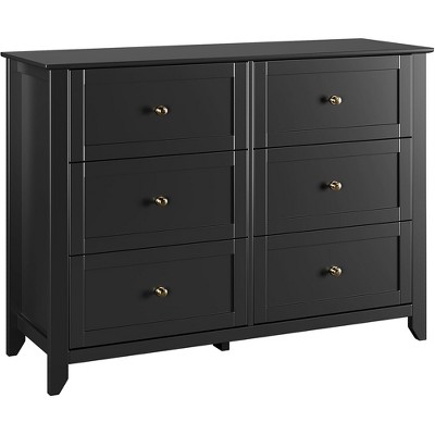 Wood Dresser for Bedroom, Chest of Drawers with 6 Drawer & Metal Handle, Closet Store Organizer