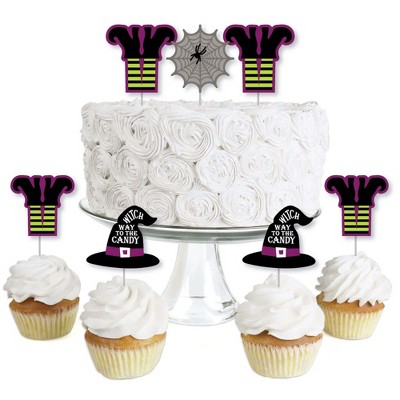 Big Dot of Happiness Happy Halloween - Dessert Cupcake Toppers - Witch Party Clear Treat Picks - Set of 24