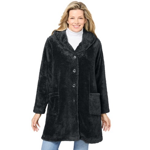 Plus size fleece swing coat best sale